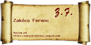 Zakócs Ferenc névjegykártya