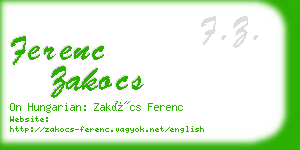 ferenc zakocs business card